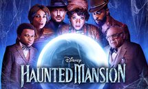 Haunted mansion poster with the cast and a magic ball pictured