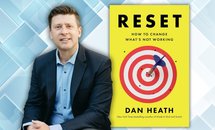 Marketing image with Dan Heath and the cover of his book