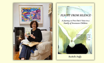 Rochelle Duffy author with her book Flight from silence